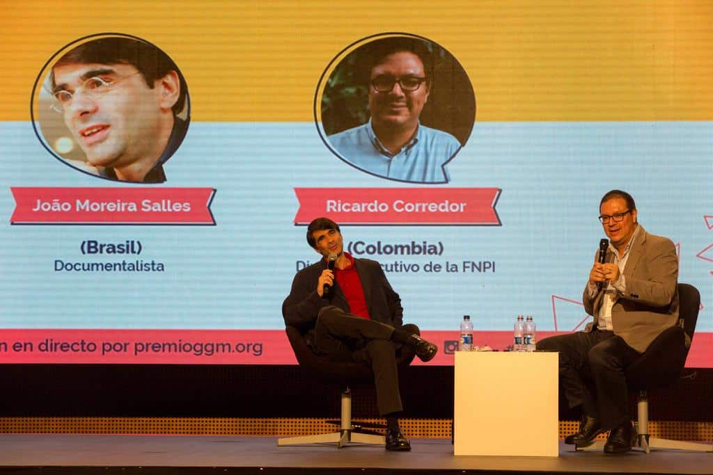 Coloquio con João Moreira Salles (Brasil), en conversación con Ricardo Corredor (Colombia. Realizado el jueves 1 de octubre en Plaza Mayor, Medellín, Colombia.Foto: David Estrada Larrañeta /FNPI